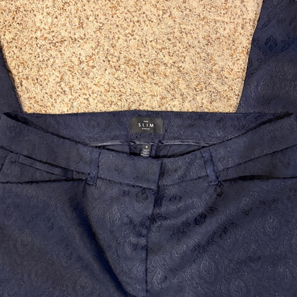 White House Black Market Dark Navy Jacquard Slim Pants size 8 new inseam 26 - Picture 2 of 7